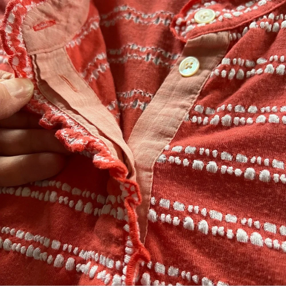 Striped Coral Short-Sleeve Polo Top